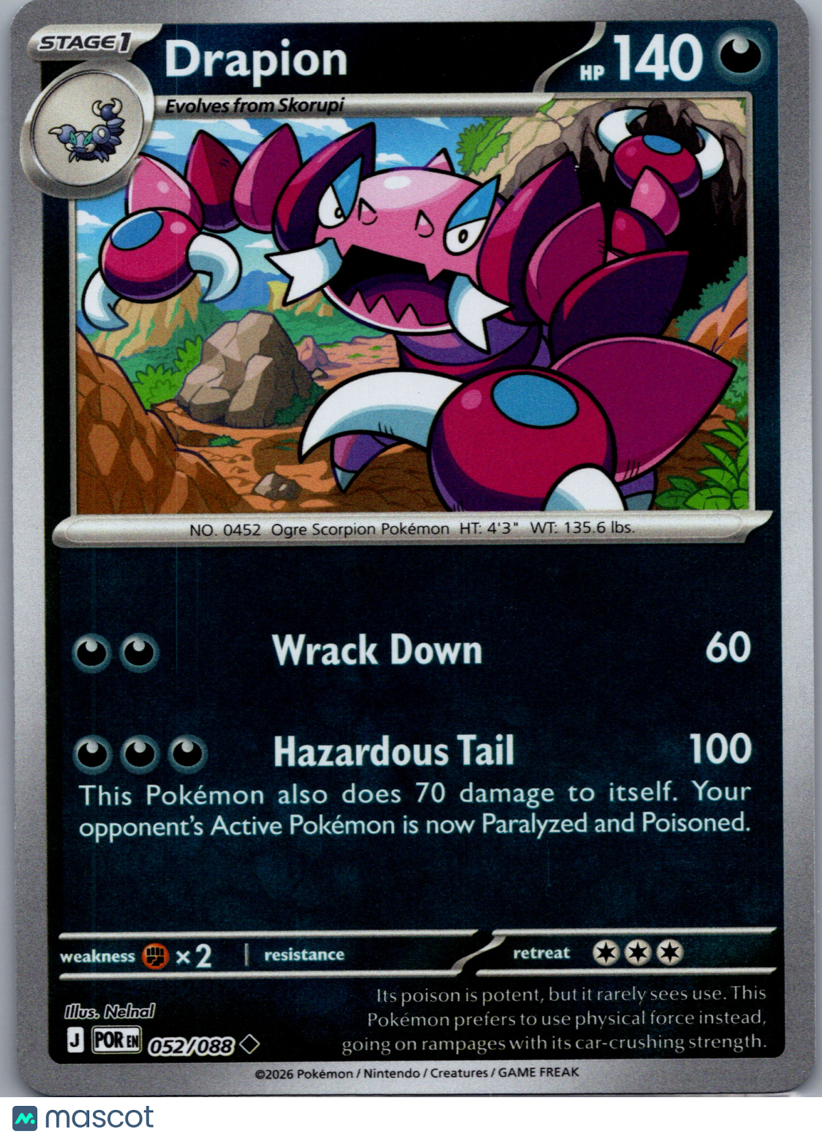 2026 Mega Evolution – Perfect Order Drapion Uncommon #52/88
