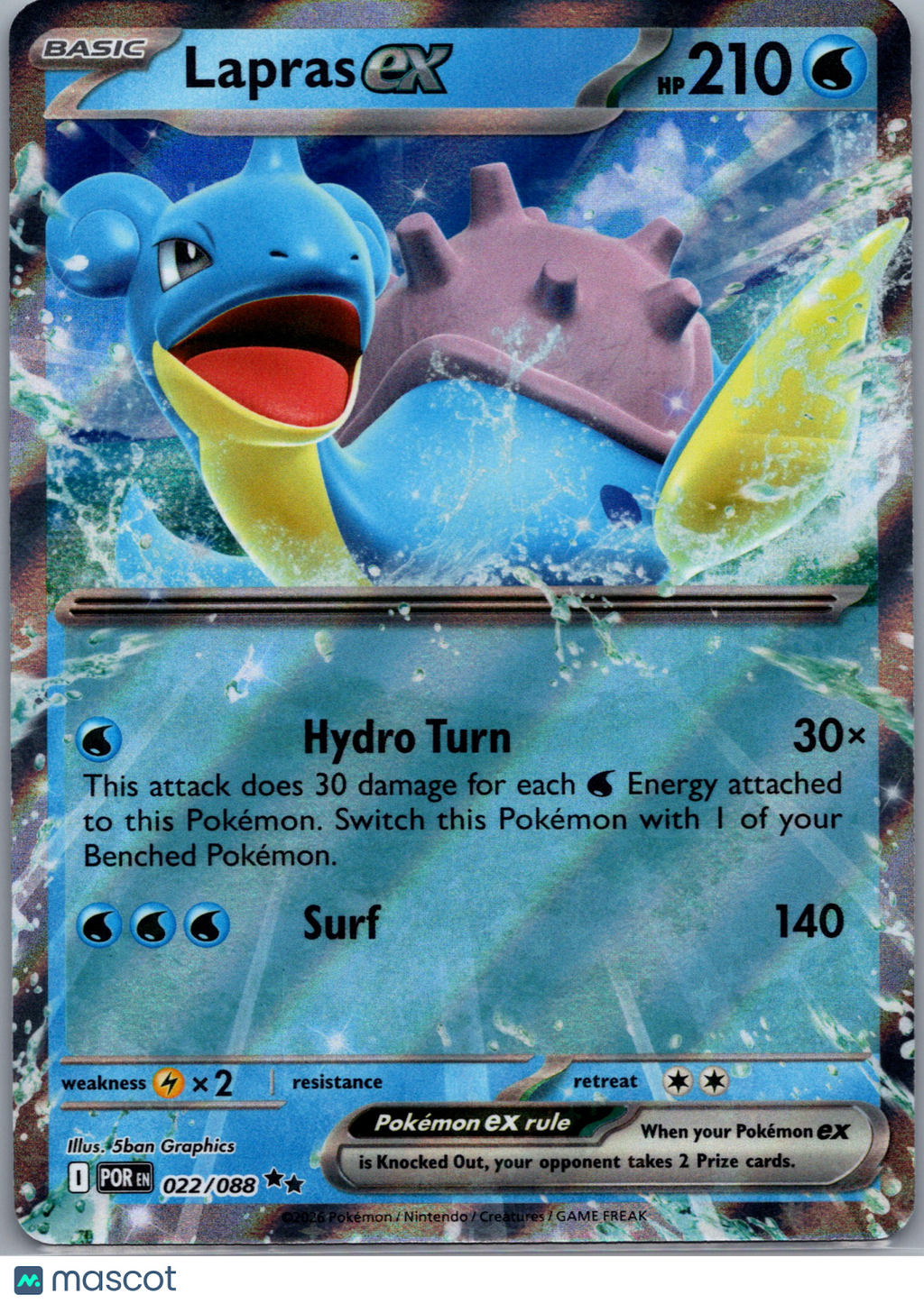 2026 Mega Evolution – Perfect Order Lapras EX Holo Double Rare RR #22/88