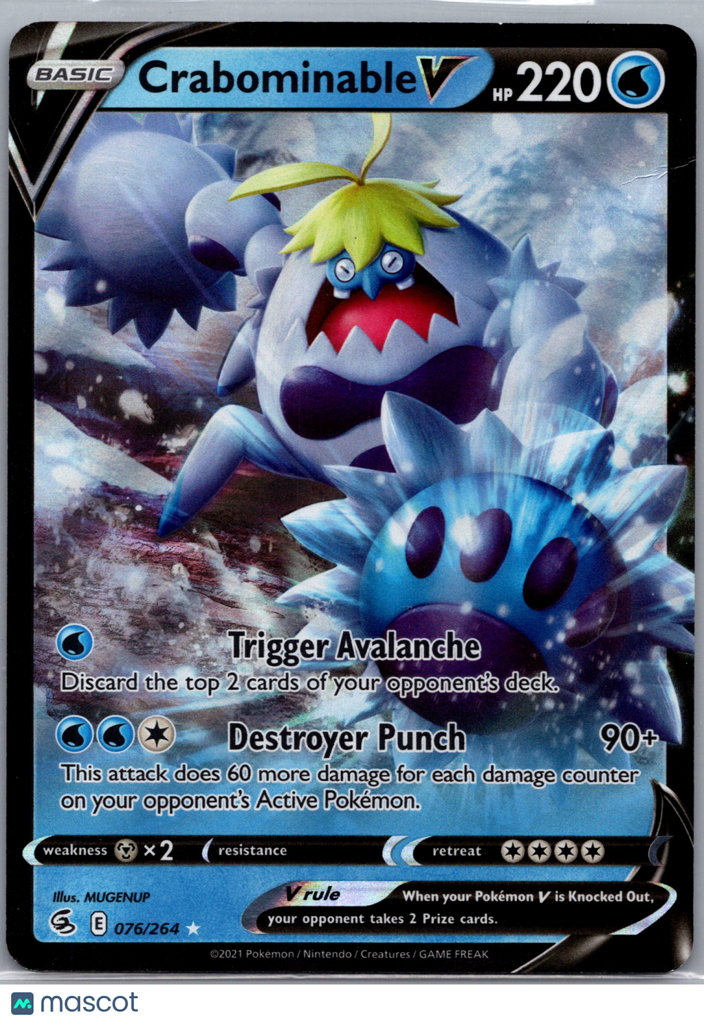 2022 Fusion Strike Crabominable V Holo Rare #76/264