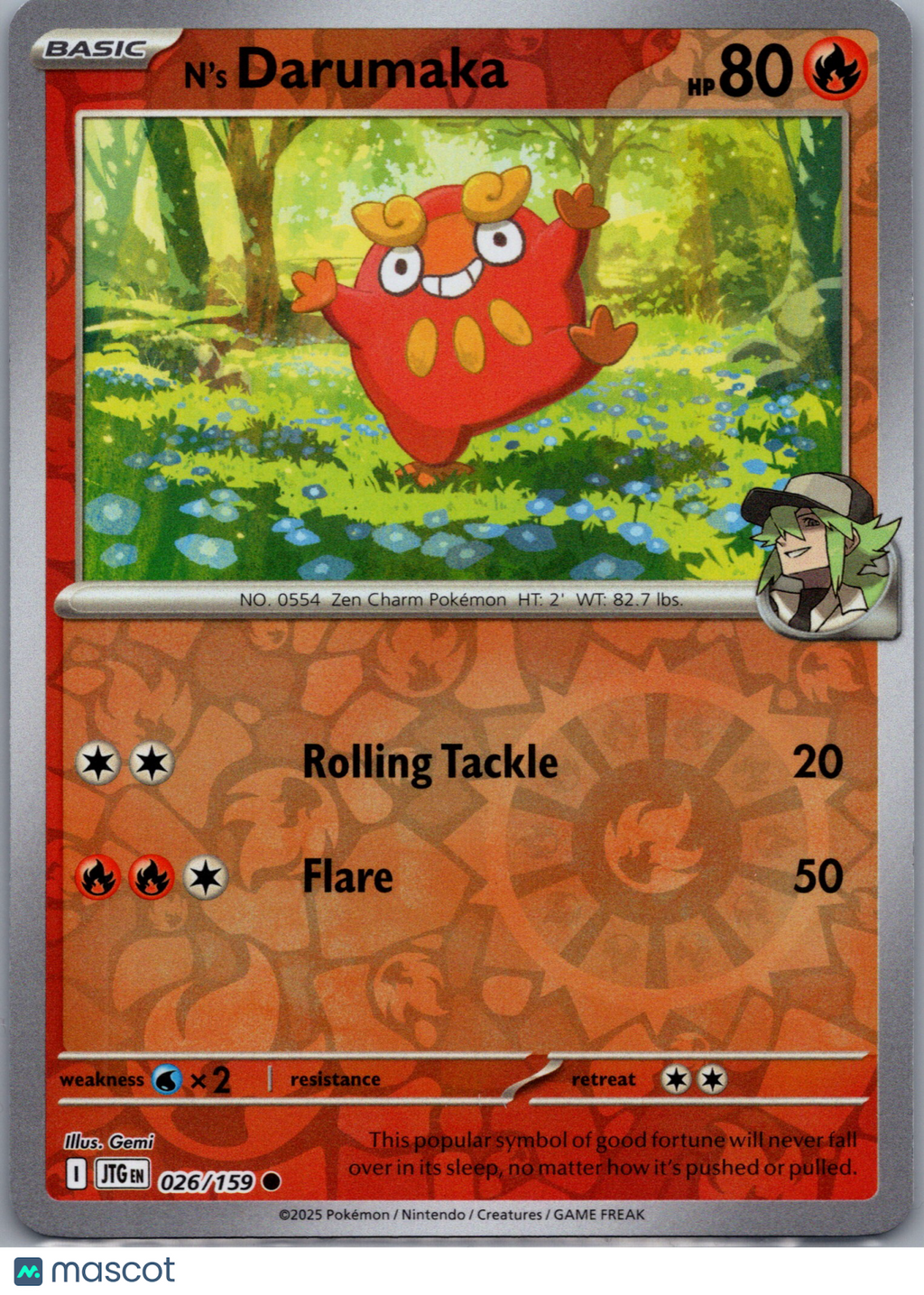 2025 Journey Together N'S Darumaka Reverse Holo #26/159
