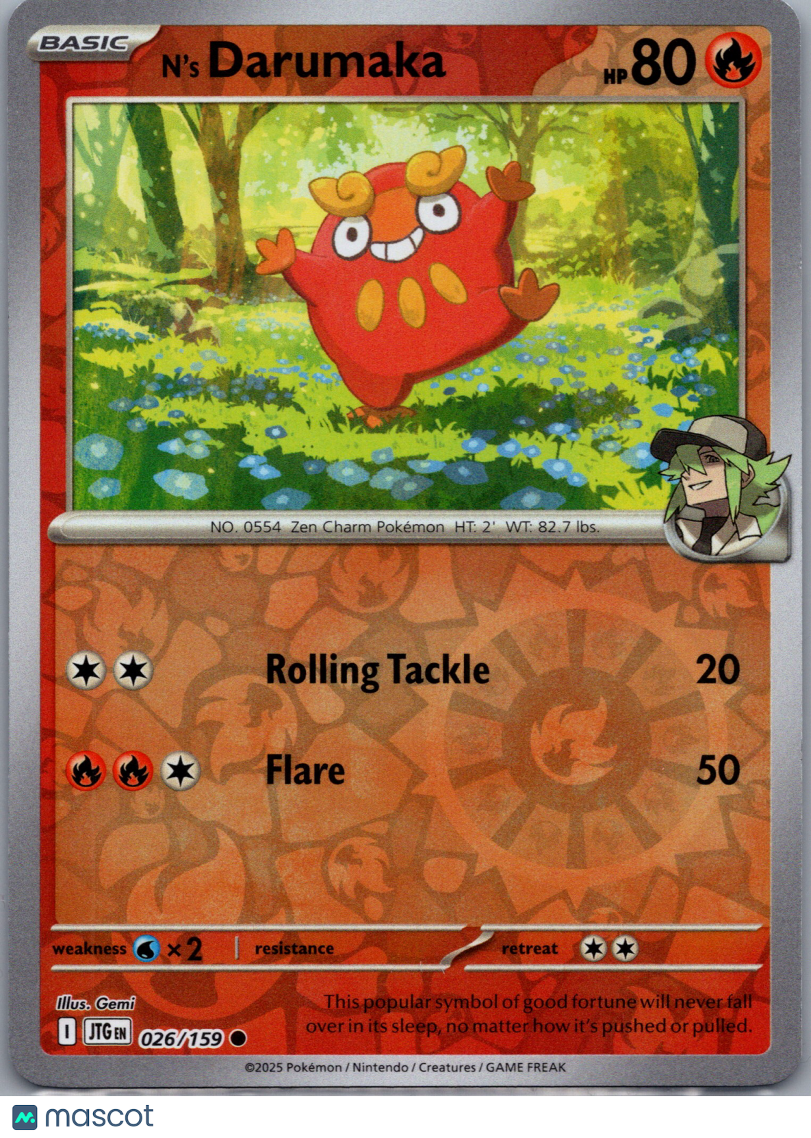 2025 Journey Together N'S Darumaka Reverse Holo #26/159