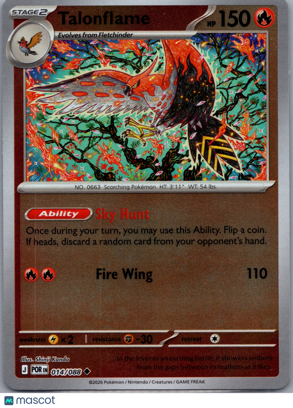 2026 Mega Evolution – Perfect Order Talonflame Holo Uncommon #14/88