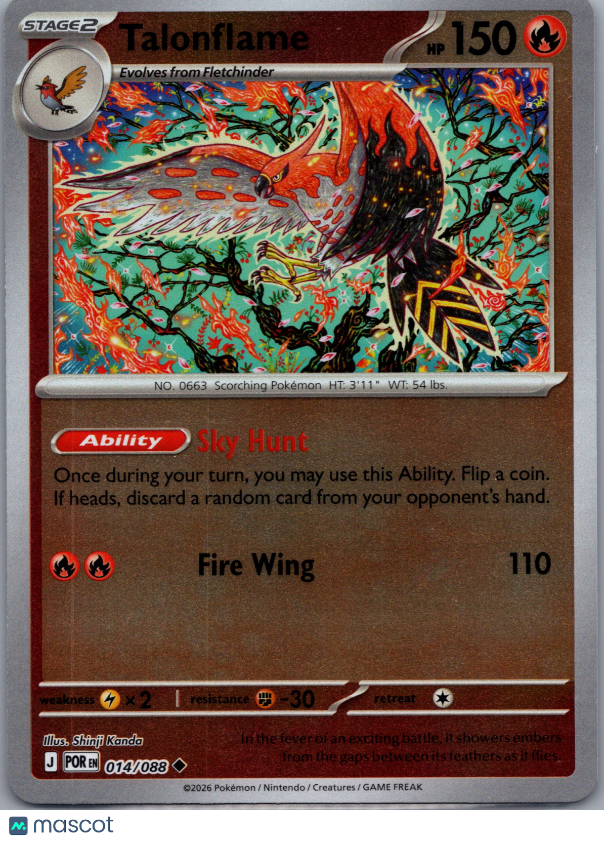 2026 Mega Evolution – Perfect Order Talonflame Holo Uncommon #14/88