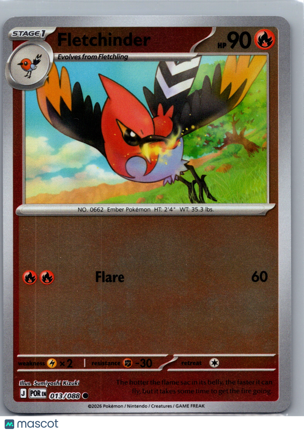 2026 Mega Evolution – Perfect Order Fletchinder #13/88