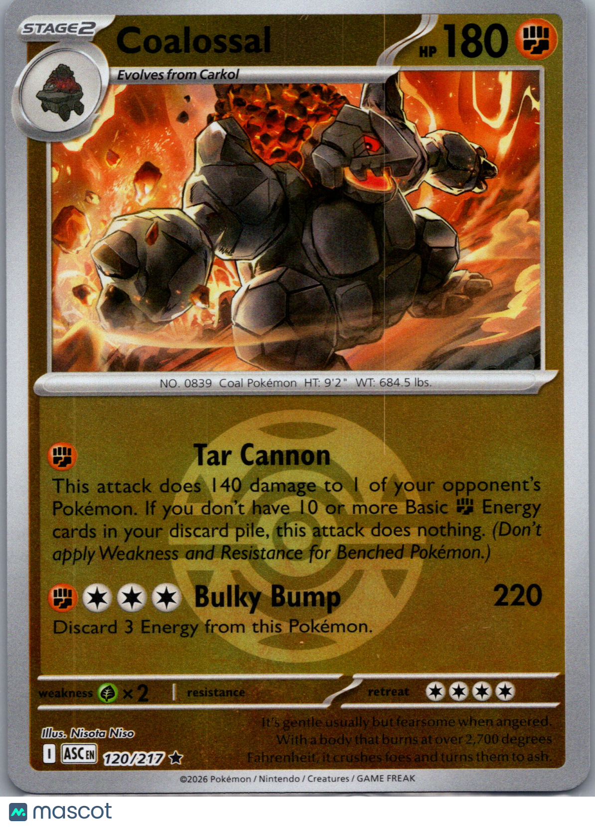 2026 Mega Evolution – Ascended Heroes Coalossal Reverse Holo Rare #120/217