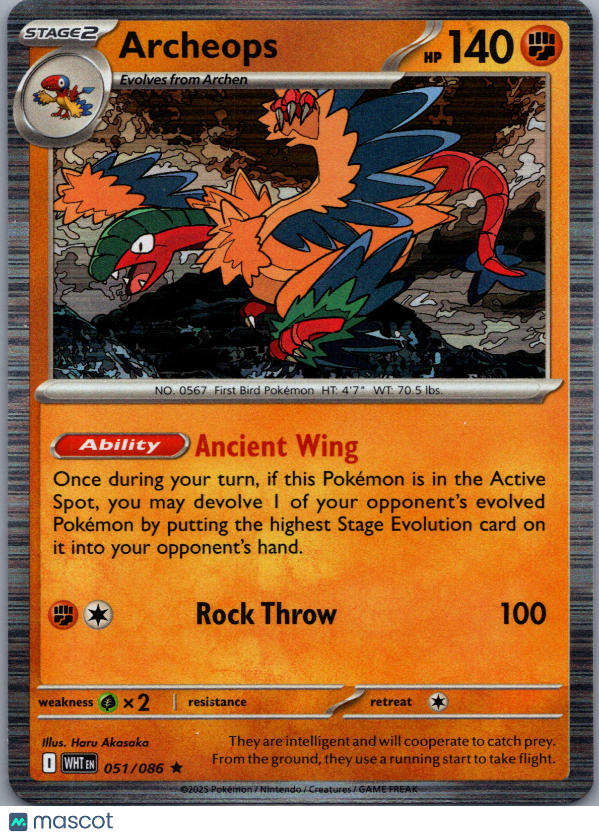 2025 White Flare Archeops Holo Rare #51/86