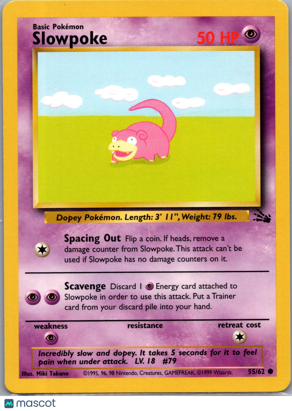 1999 Fossil Slowpoke #55/62