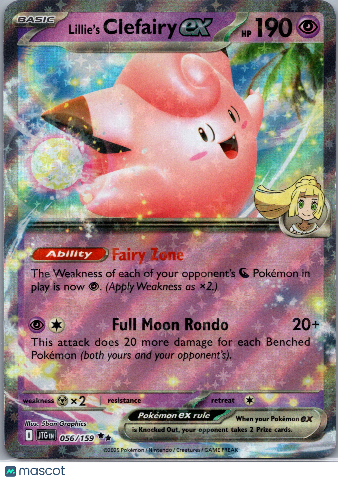 2025 Journey Together Lillie's Clefairy EX Holo Double Rare RR #056/159
