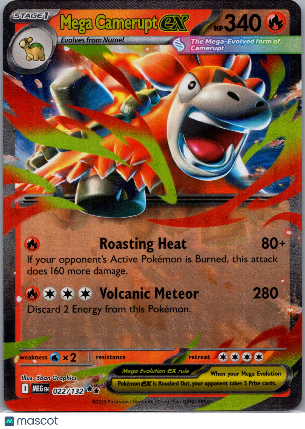 2025 Mega Evolution Mega Camerupt EX Holo Double Rare RR #022/132