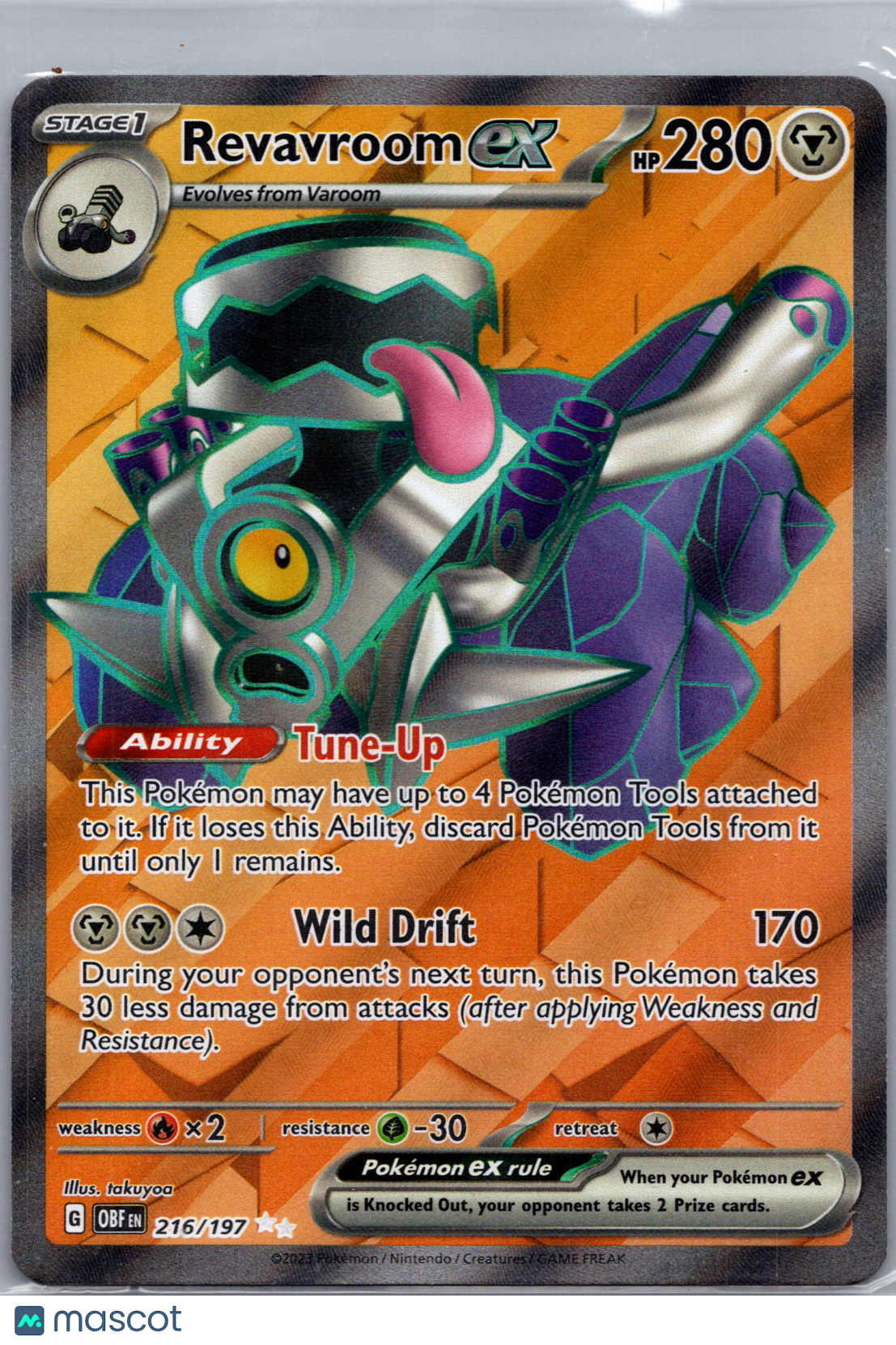 2023 Obsidian Flames Revavroom EX Holo Secret Rare SAR #216/197