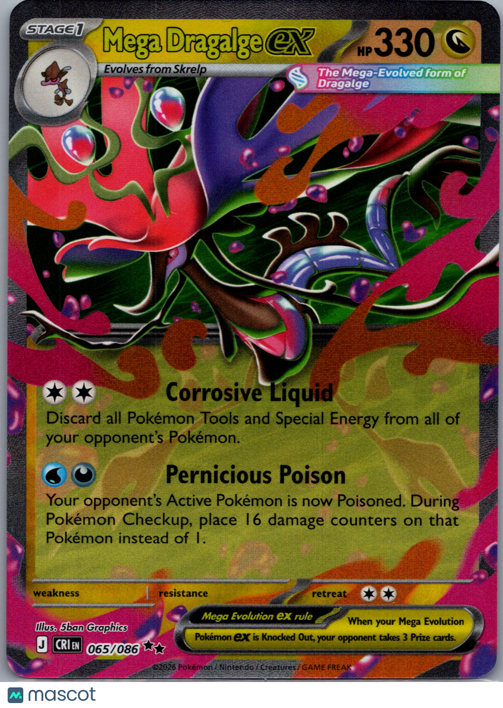 2026 Chaos Rising Mega Dragalge EX Holo Double Rare RR #065/086