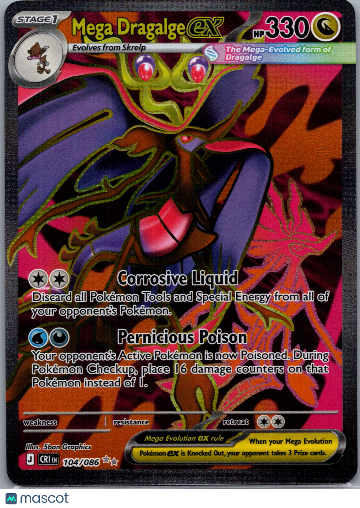 2026 Chaos Rising Mega Dragalge EX Holo Secret Rare FA #104/086