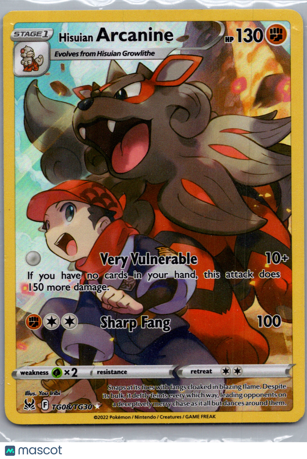 2022 Lost Origin Hisuian Arcanine Holo Rare CHR #TG08/TG30