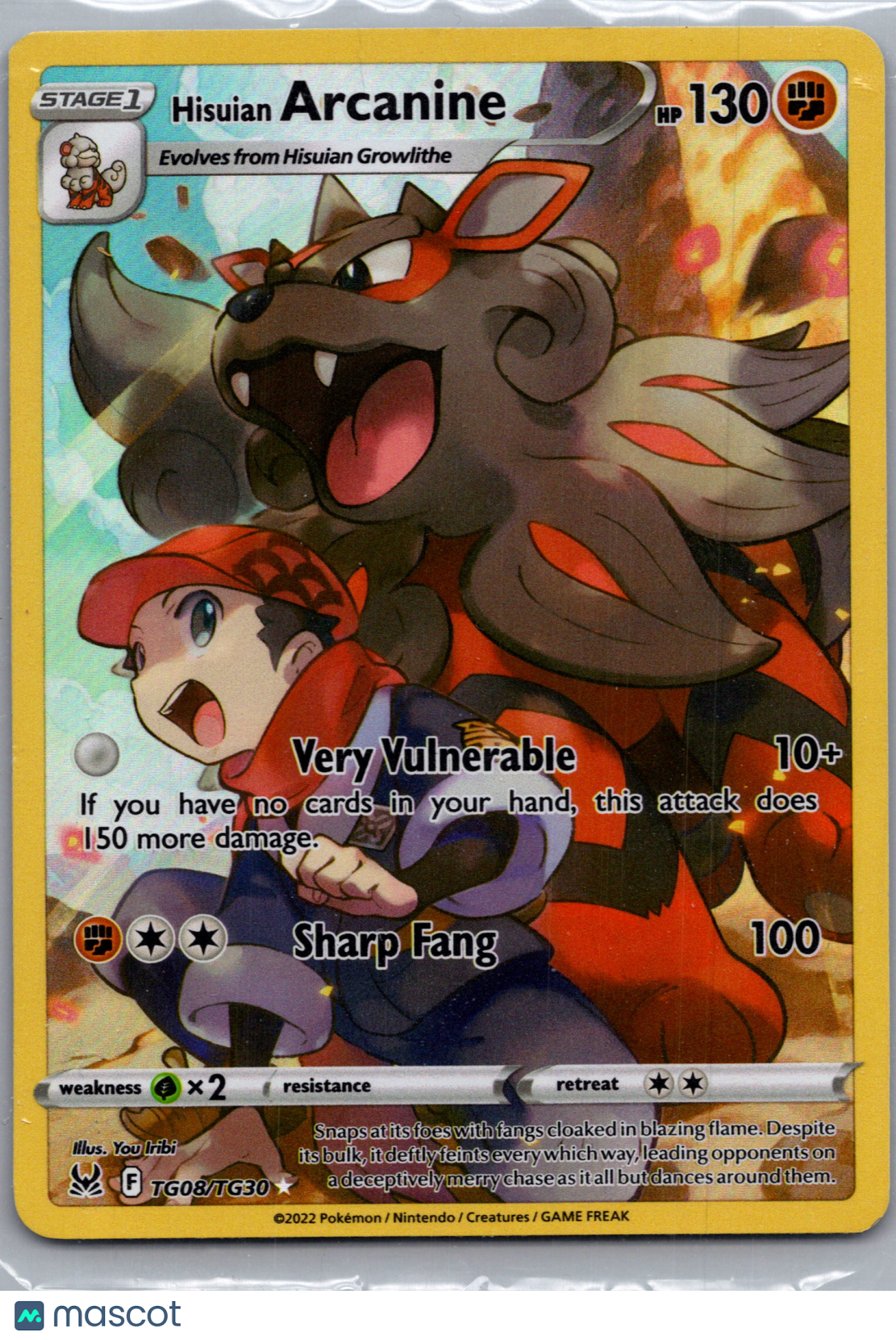 2022 Lost Origin Hisuian Arcanine Holo Rare CHR #TG08/TG30