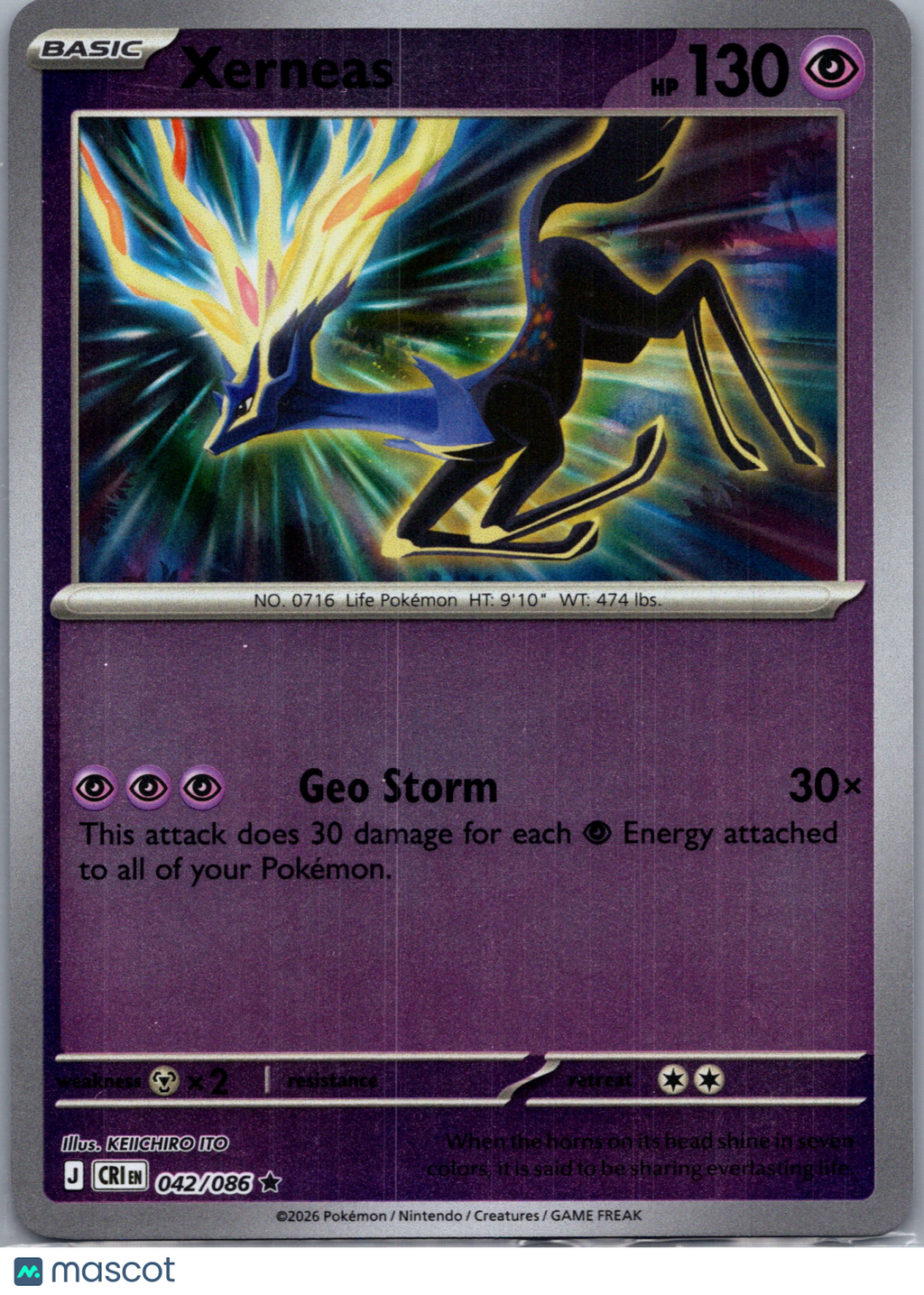 2026 Chaos Rising Xerneas Holo Rare #42/86