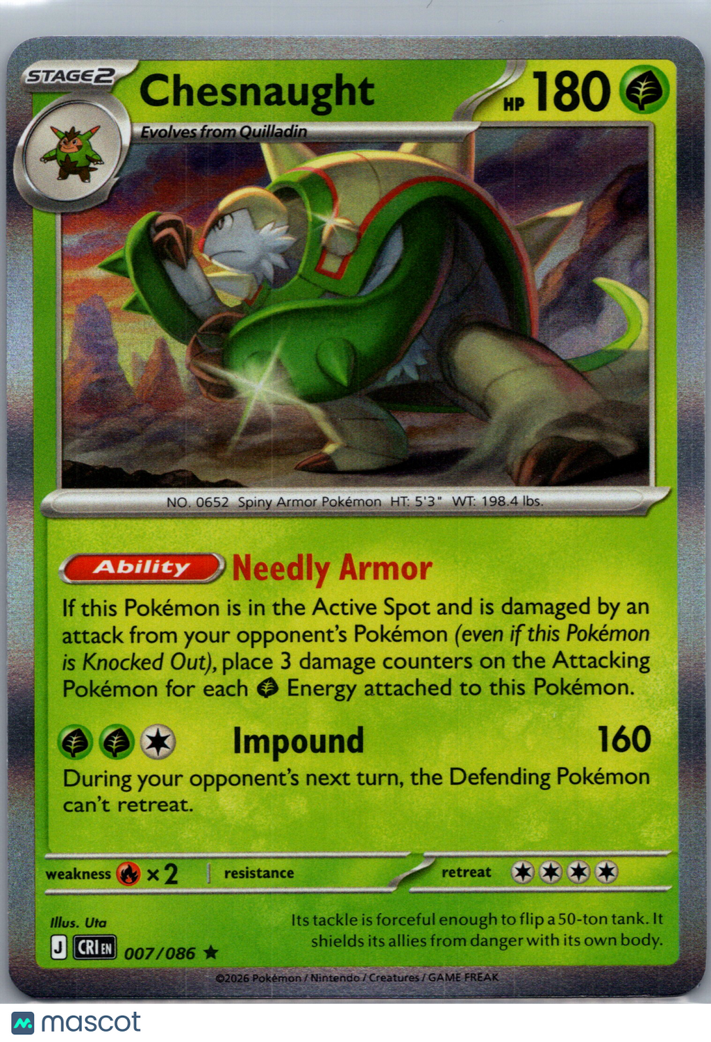 2026 Chaos Rising Chesnaught Holo Rare #7/86