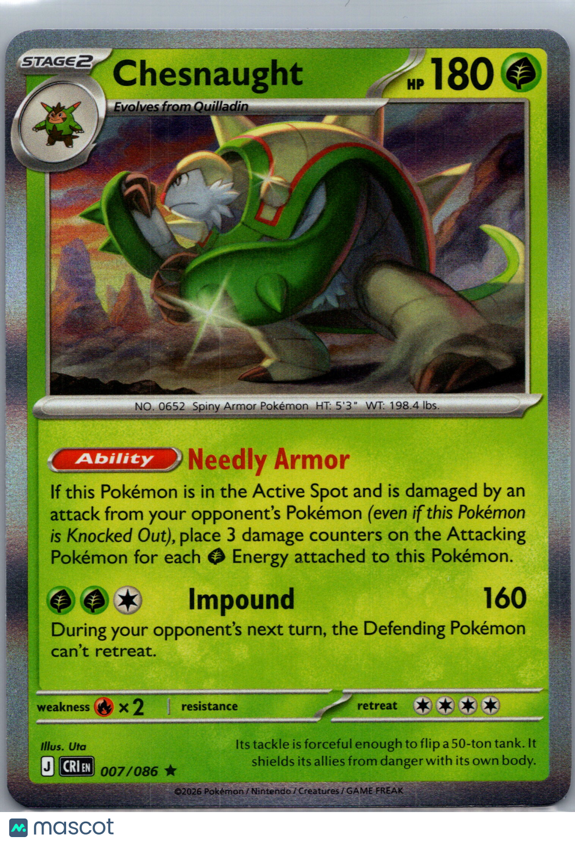 2026 Chaos Rising Chesnaught Holo Rare #7/86