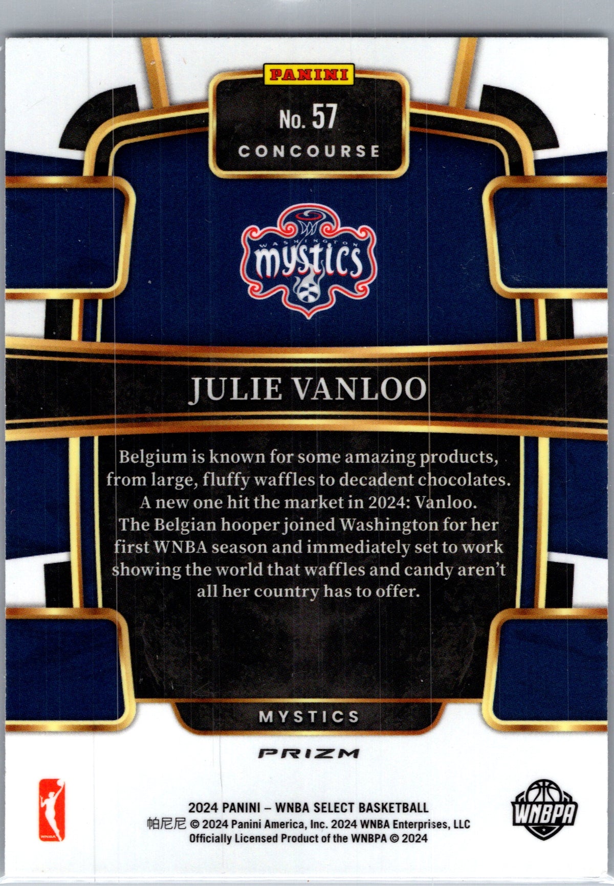 2024 Panini Select WNBA Julie Vanloo #57 Concourse RC