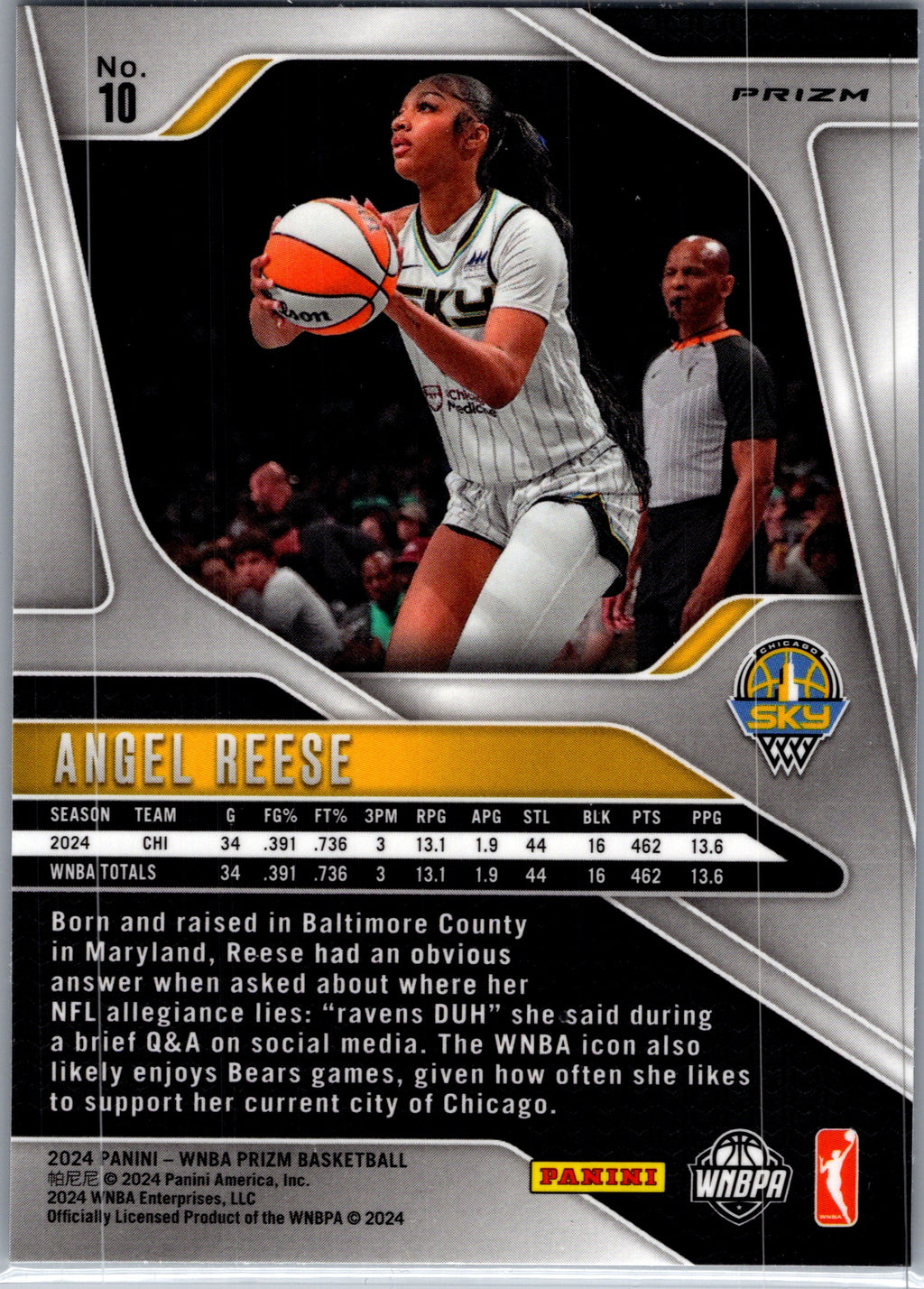 2024 Panini Prizm Angel Reese #10 Cracked Ice RC