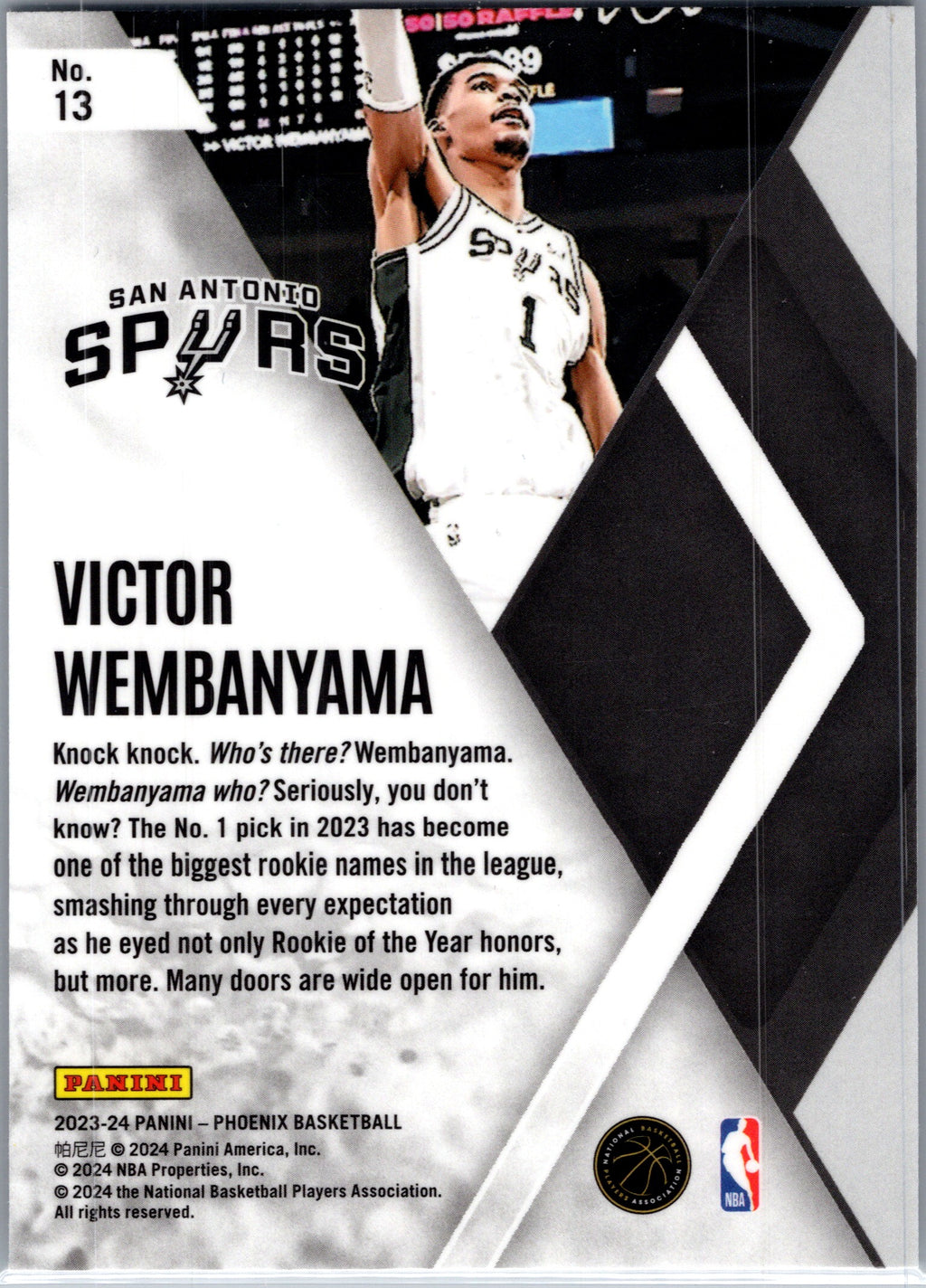 2024 Panini Phoenix Instant Phenom Victor Wembanyama #13 RC