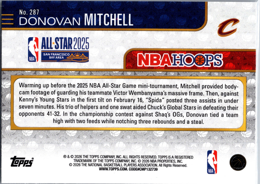 2026 Topps NBA Hoops Donovan Mitchell #287 Rainbow Basketball Foil SP