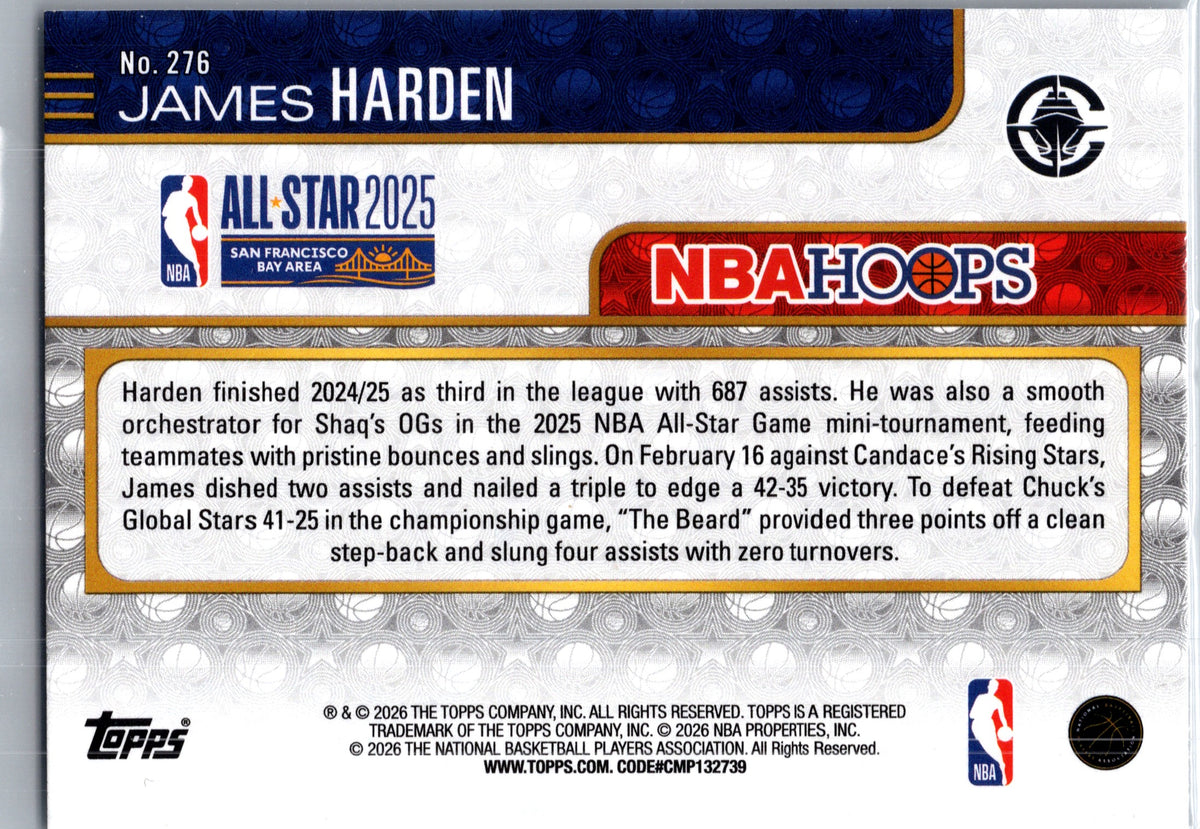 2026 Topps NBA Hoops James Harden #276 Rainbow Basketball Foil