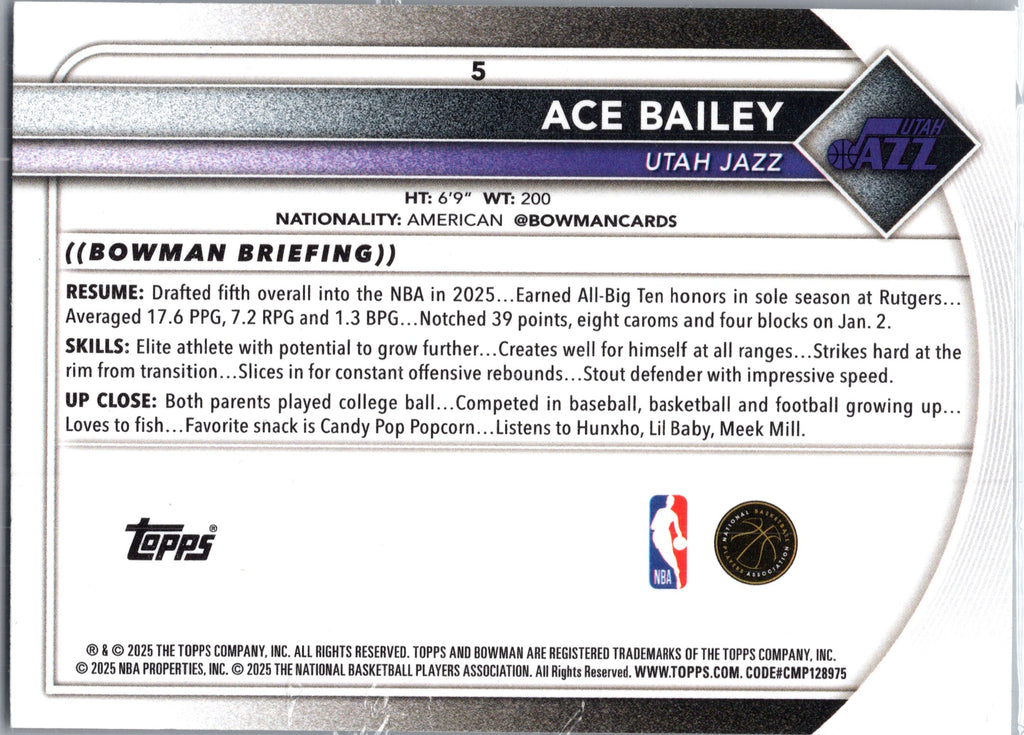 2025 Bowman Ace Bailey #5 RC