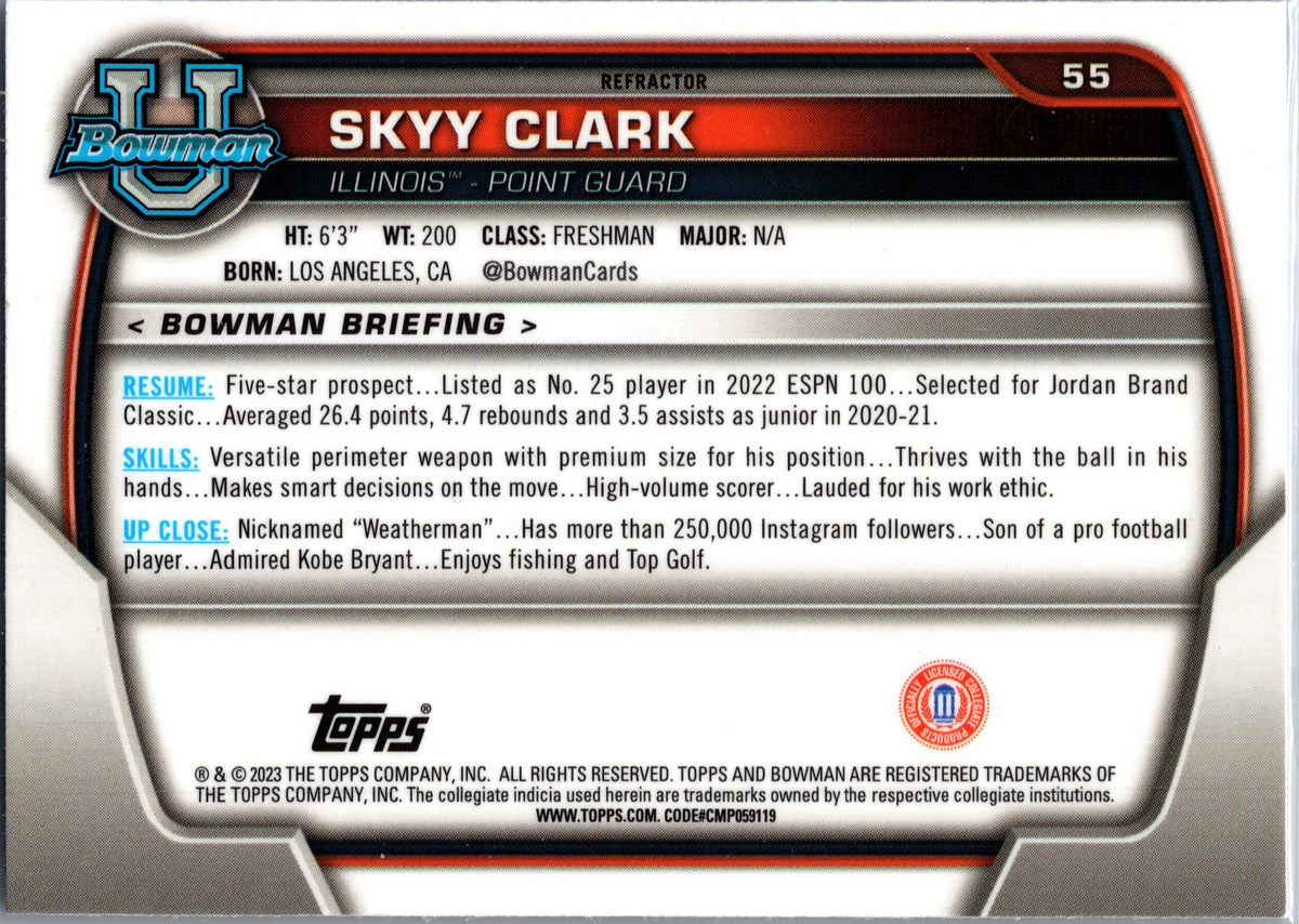 2020 Bowman University Skyy Clark #55 Refractor 1st Bowman