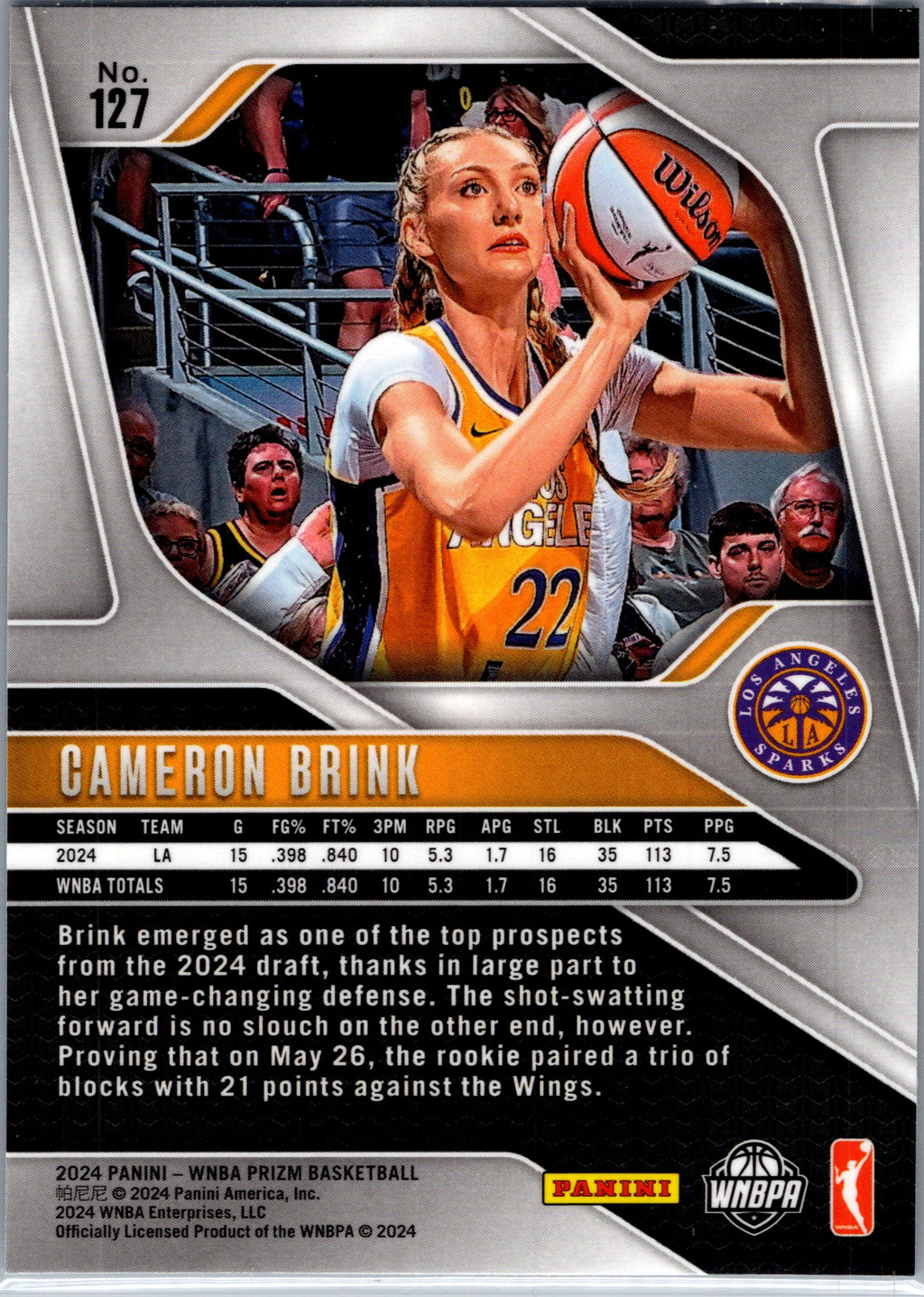 2024 Panini Prizm WNBA Cameron Brink #127 RC