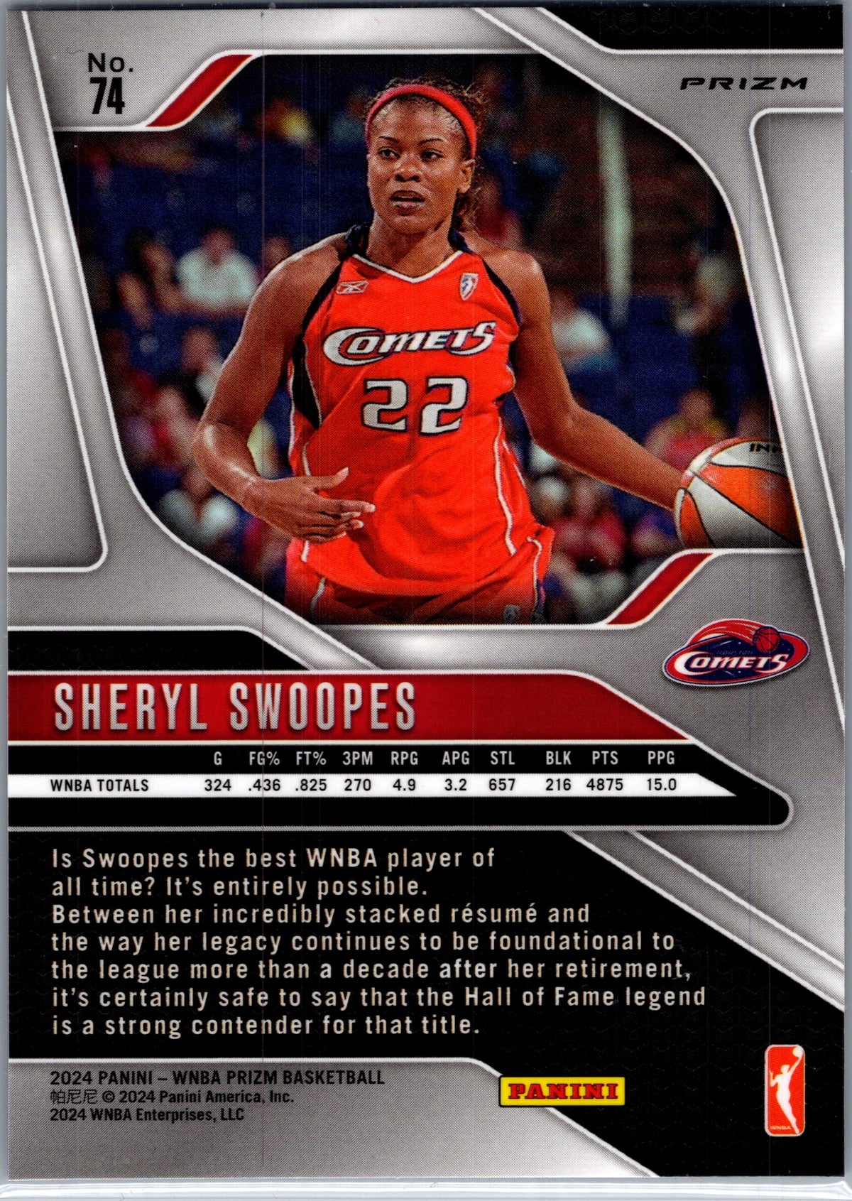 2024 Panini Prizm WNBA Sheryl Swoopes #74 Blue Cracked Ice