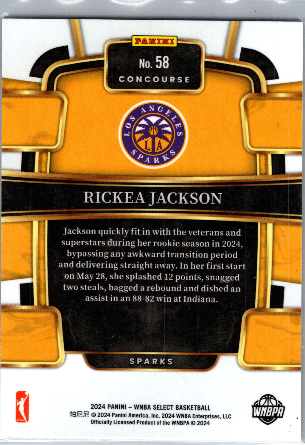 2024 Panini Select WNBA Rickea Jackson #58 RC