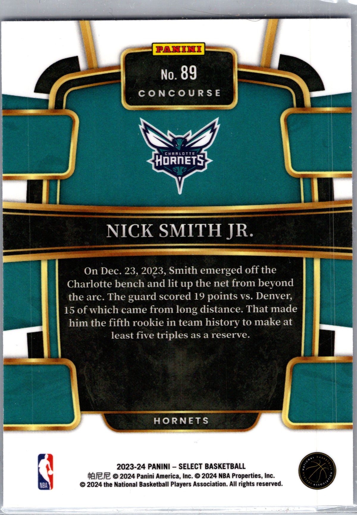 2024 Panini Select Nick Smith Jr. #89 Blue RC
