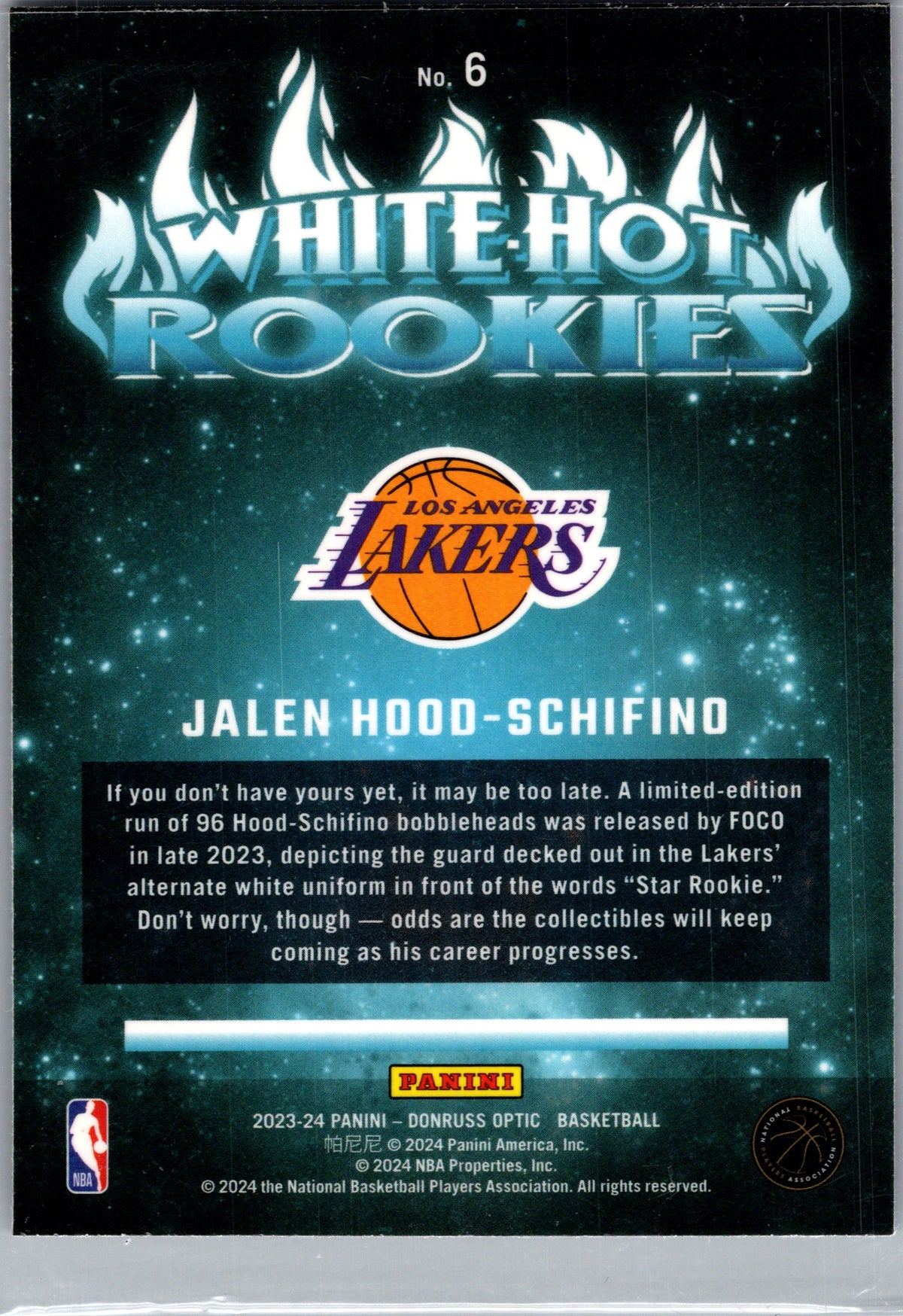 2024 Panini Donruss Optic White Hot Rookies Jalen Hood-Schifino #6