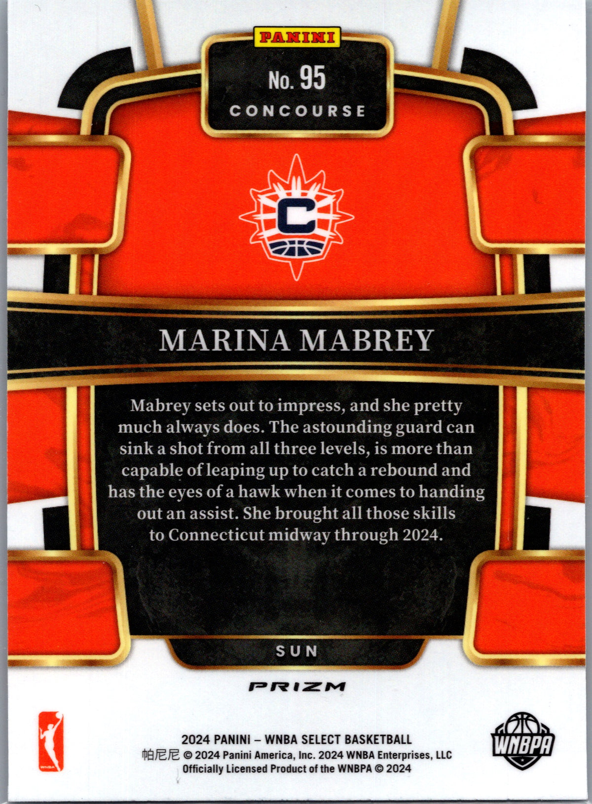 2024 Panini Select WNBA Marina Mabrey #95 Flash Prizm