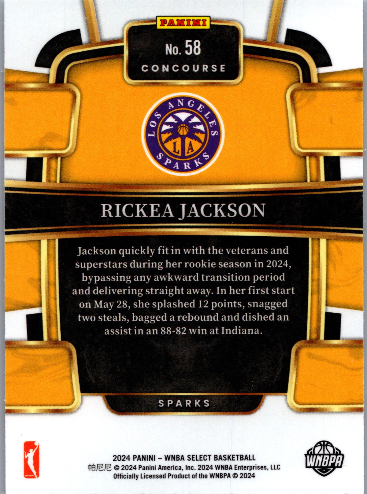 2024 Panini Select WNBA Rickea Jackson #58 RC