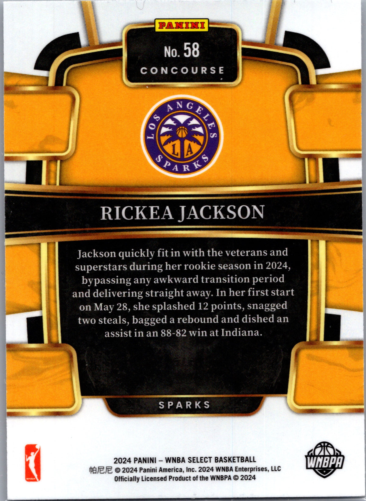 2024 Panini Select WNBA Rickea Jackson #58 Concourse RC