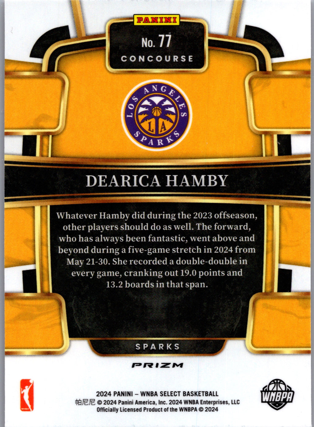 2024 Panini Select WNBA Dearica Hamby #77 Red Cracked Ice