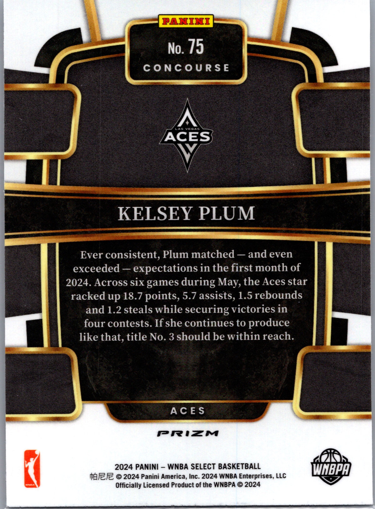 2024 Panini Select WNBA Kelsey Plum #75 Silver Prizm