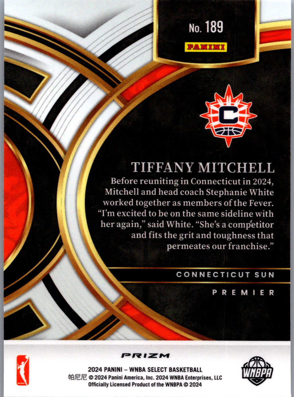2024 Panini Select WNBA Tiffany Mitchell #189 Flash Prizm