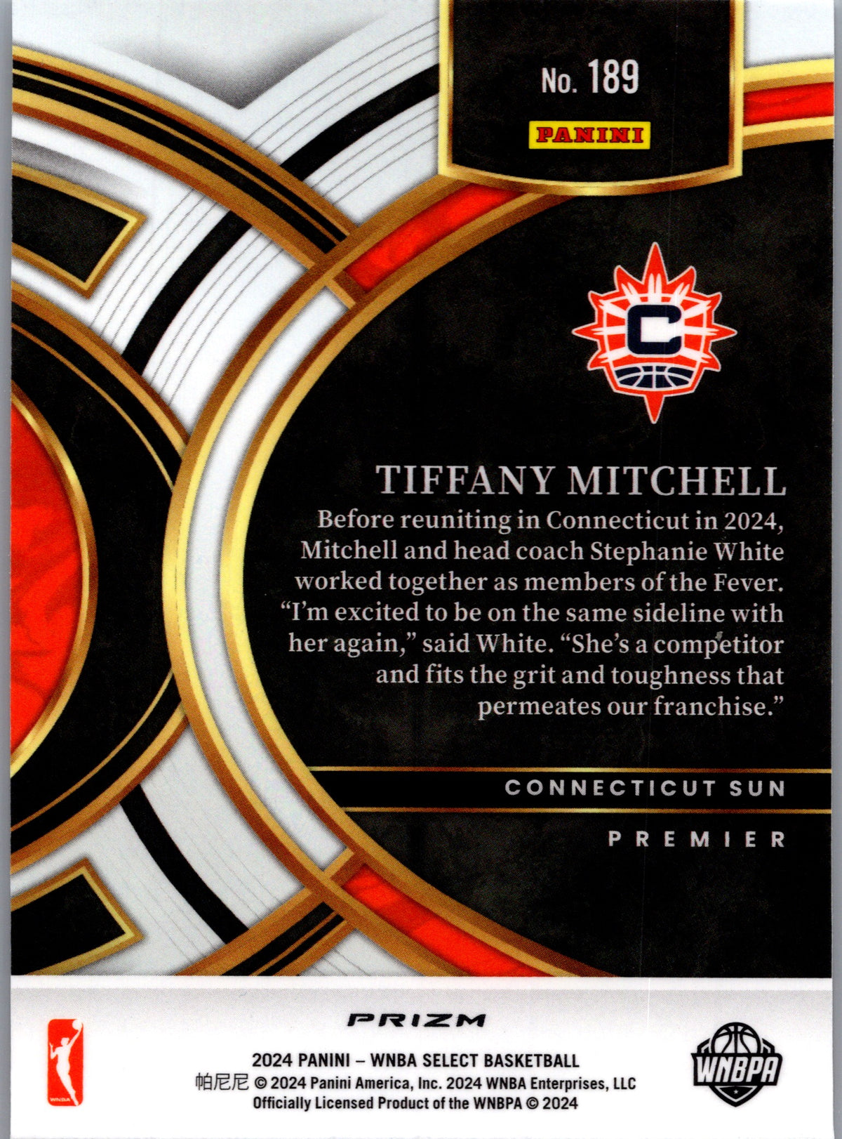 2024 Panini Select WNBA Tiffany Mitchell #189 Flash Prizm