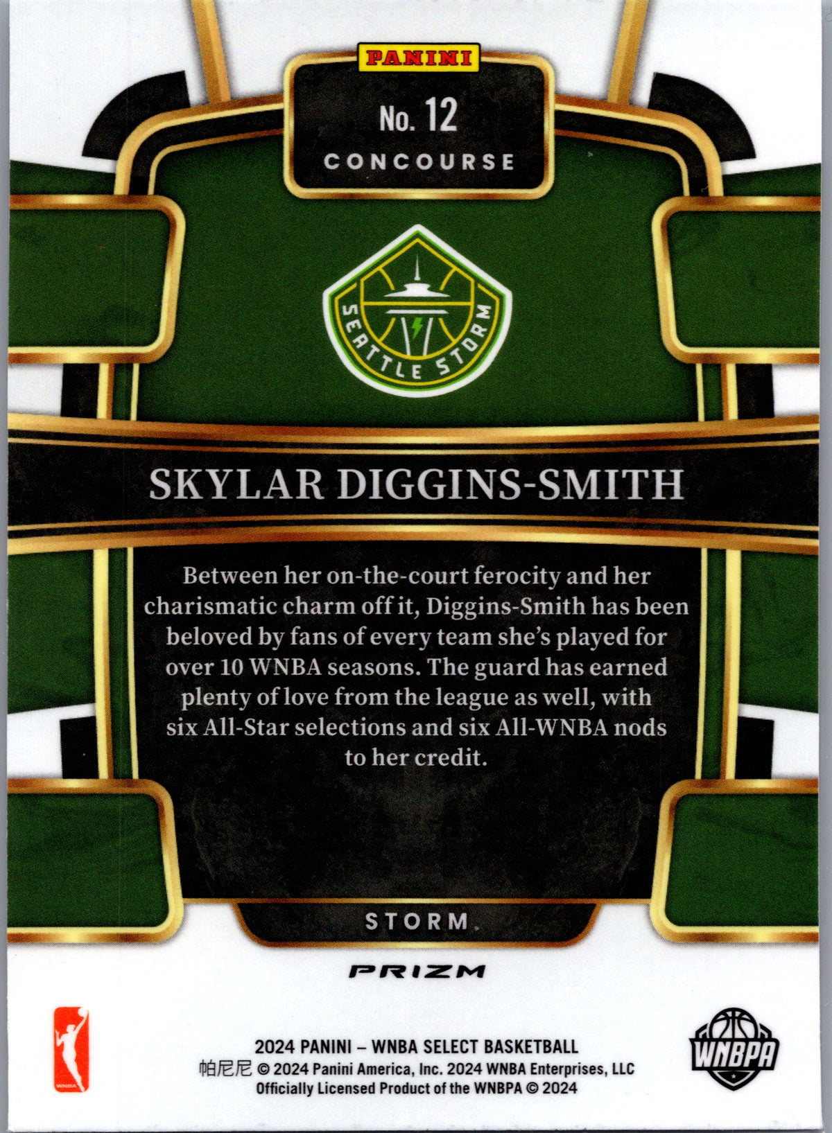 2024 Panini Select WNBA Skylar Diggins-Smith #12 Flash Prizm