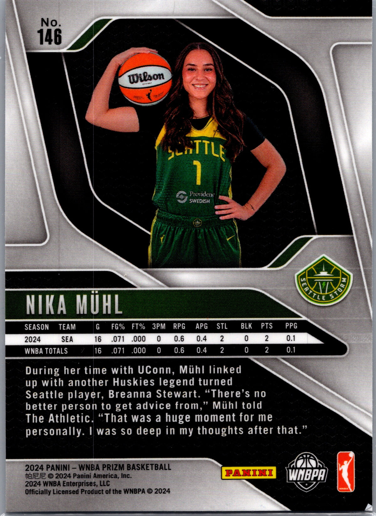 2024 Panini Prizm WNBA Nika Mühl #146 RC