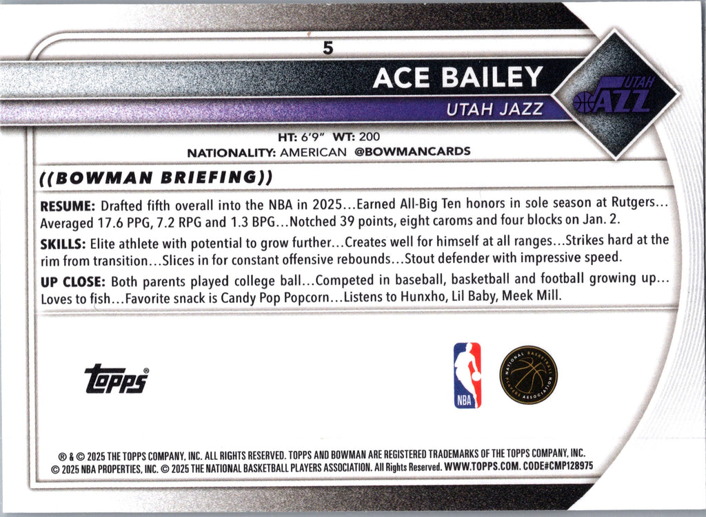 2025 Bowman Ace Bailey #5 RC