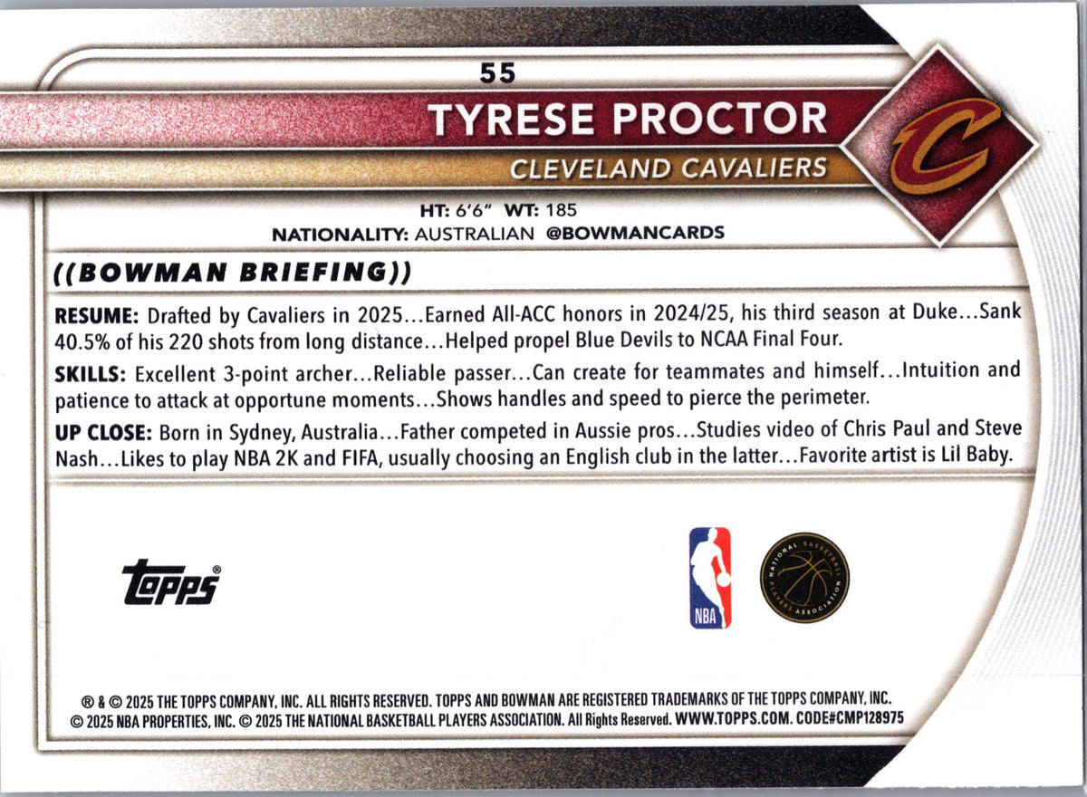 2025 Bowman Tyrese Proctor #55 RC
