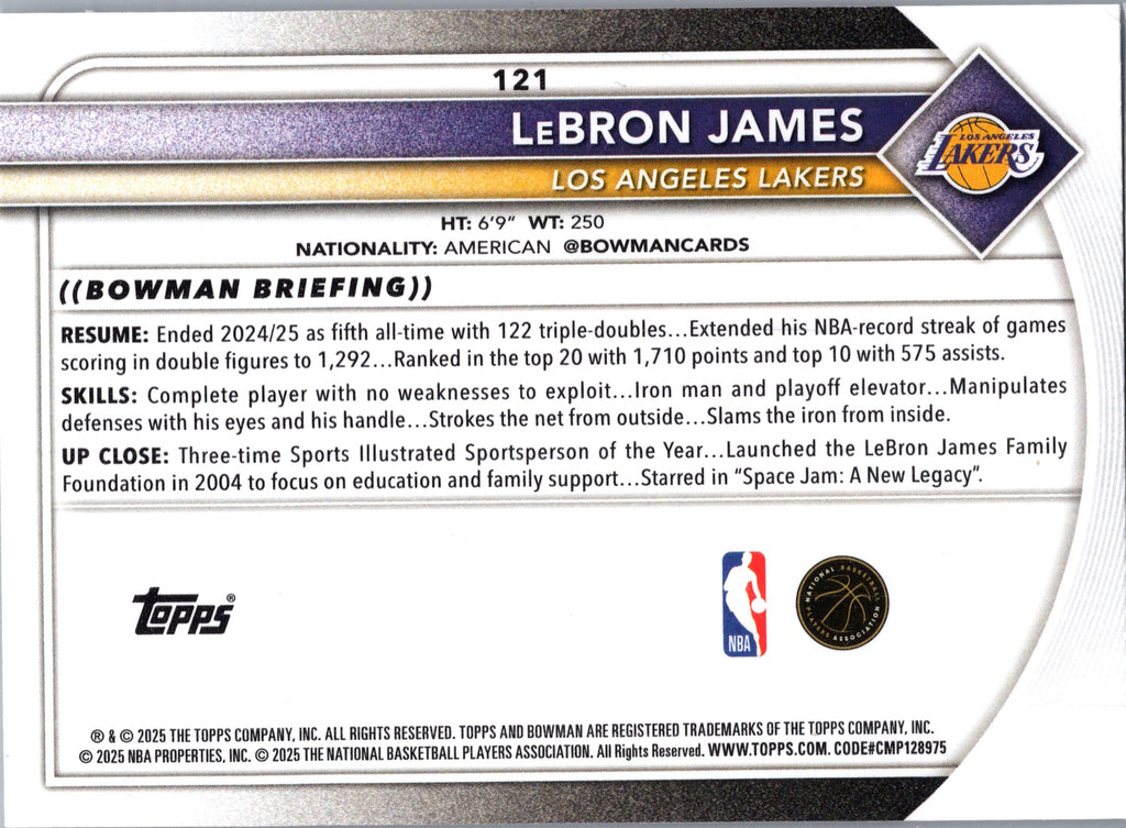 2025 Bowman LeBron James #121