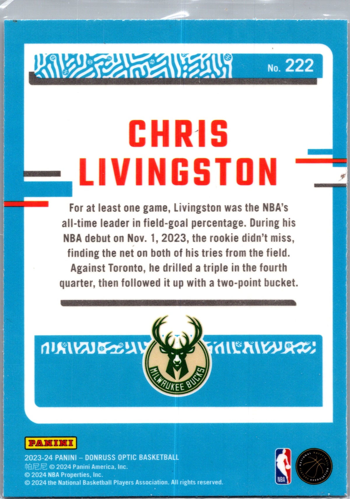 2024 Donruss Optic Chris Livingston #222