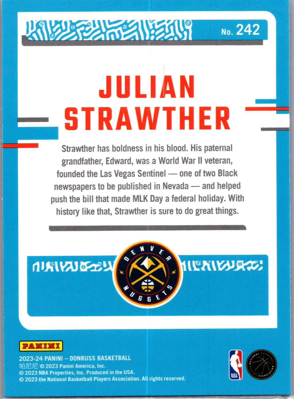 2023 Donruss Julian Strawther #242 Red Laser