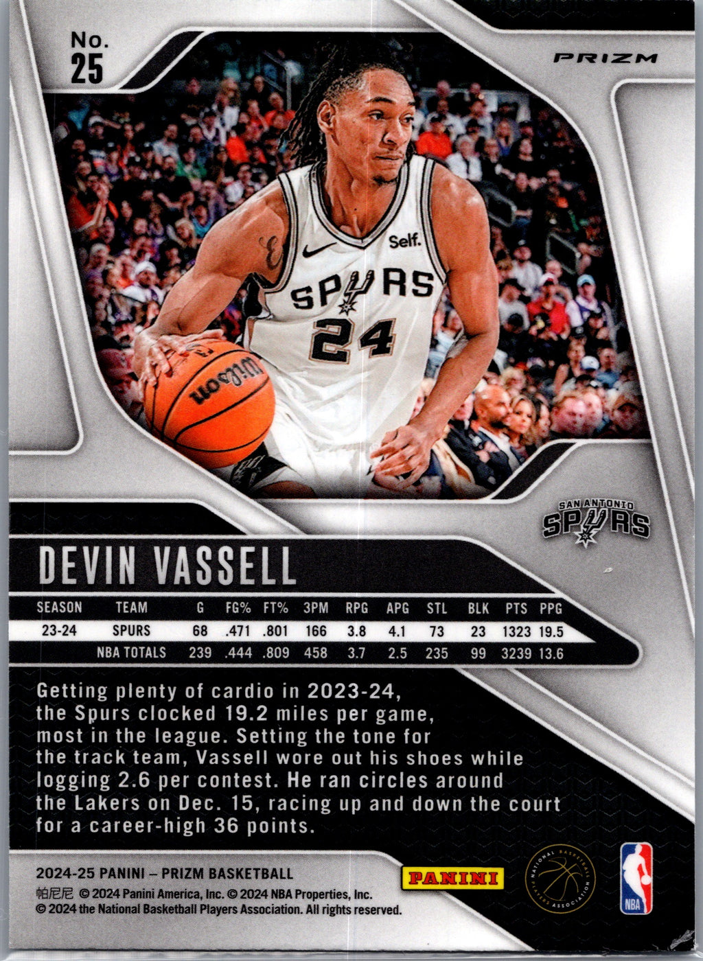2024 Panini Prizm Devin Vassell #25 Cracked Ice