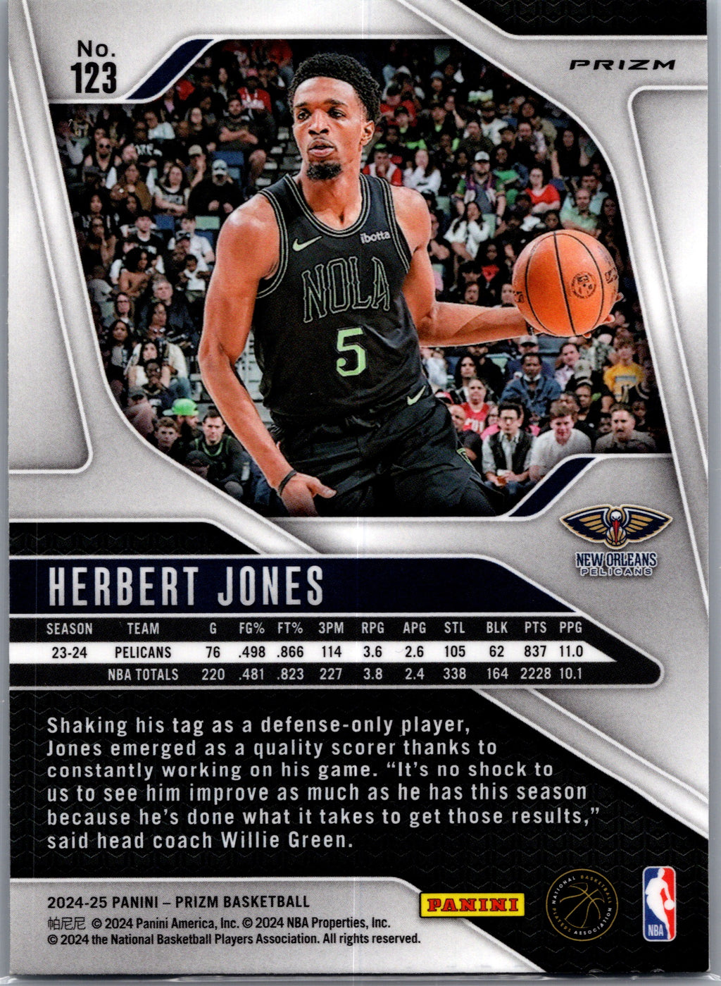 2024 Panini Prizm Herbert Jones #123 Cracked Ice
