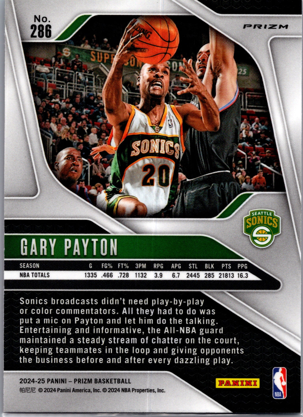 2024 Panini Prizm Gary Payton #286 Pink Ice